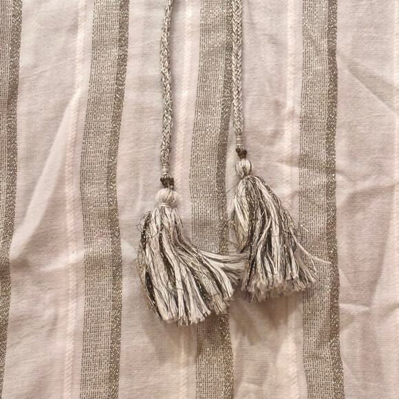 TOMMY BAHAMA Women's Striped Desert Light Peasant Tunic Tassels Metallic Large - Picture 8 of 11